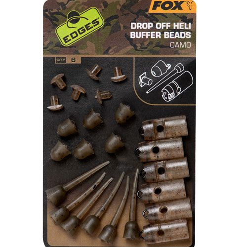 Fox Edges Camo Drop Off Heli Buffer Bead Kit Montāžas Komplekts (6 gb)