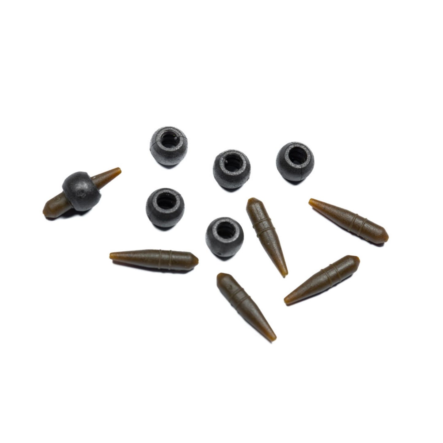 Evolve Leader Heli Bead System detail showing long tapered sleeve and flared top for helicopter and chod rigs