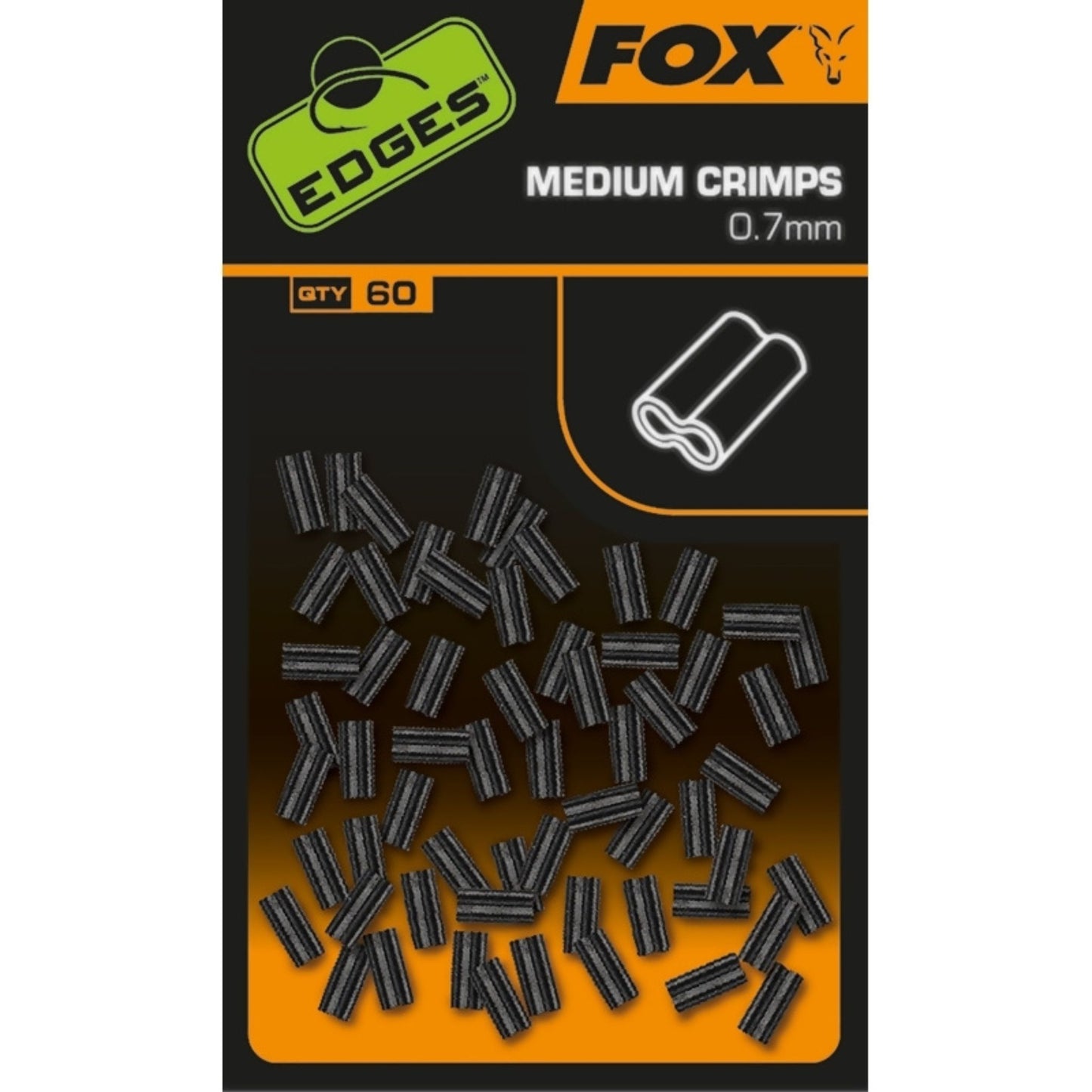 Fox Edges Crimps medium 0.7mm 60 pack for lines up to 0.65mm in Chod and Ronnie rigs