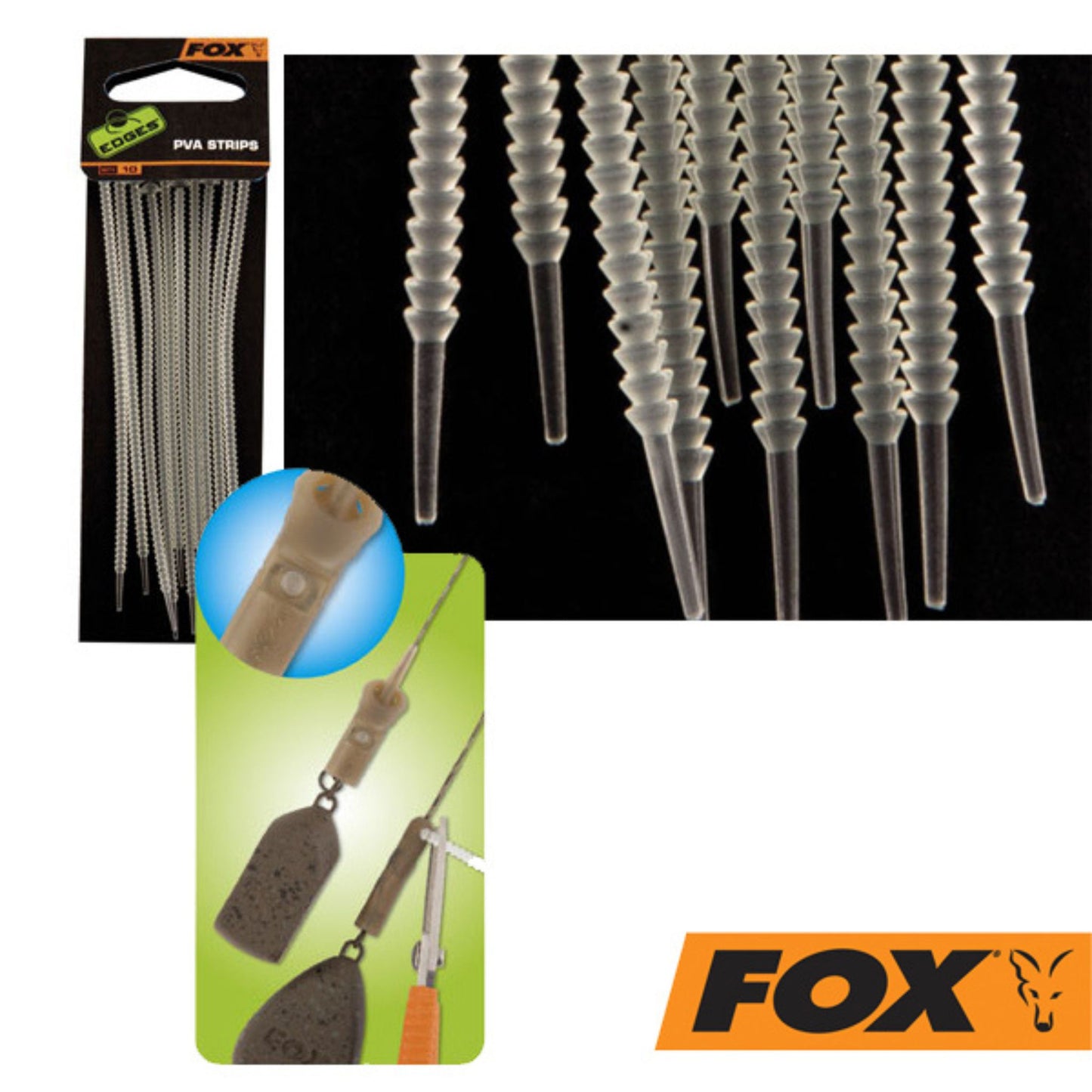 Fox Edges PVA strips 10pcs for drop-off heli and run rig setups in carp fishing