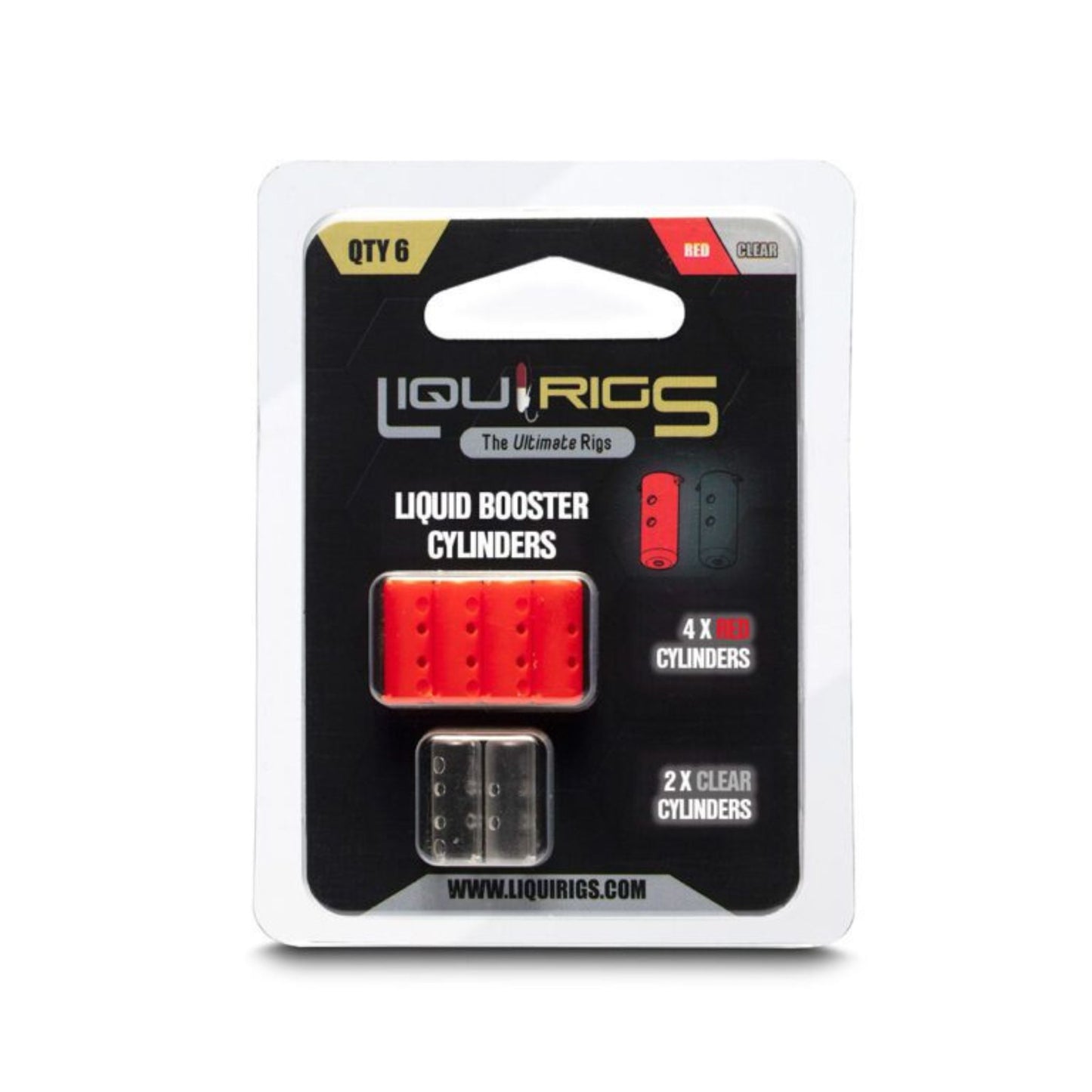 Liquirigs Liquid Booster Cylinders red and clear for adding liquid attraction to hookbaits