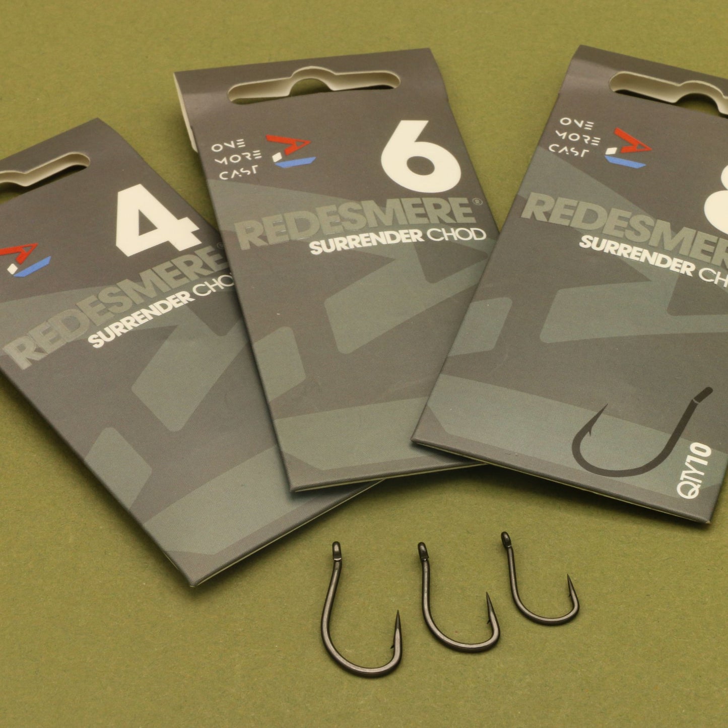 OMC Redesmere Surrender Chod carp fishing hooks with out-turned eye for stiff rigs, 10 pack