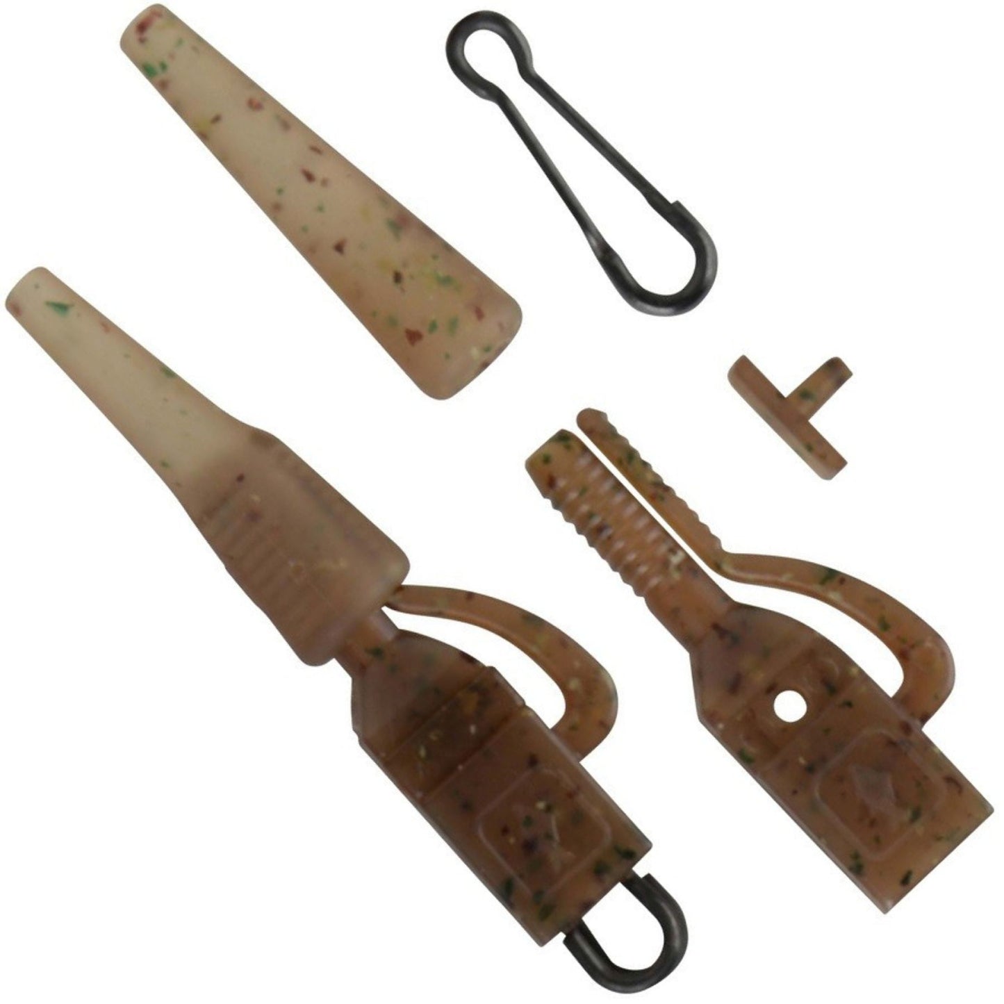 Prologic Mimicry Flat Leadclip and Tail Rubber 10 pack with Speed Links in camouflage finish for safe lead release