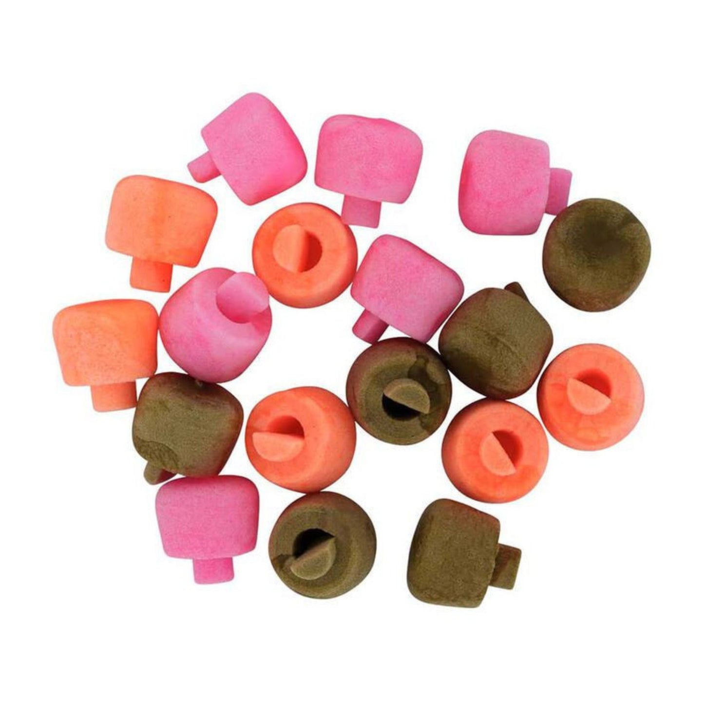 ROK Zig Dumbell Mix 9mm orange, pink and brown 18 pack for zig rig fishing