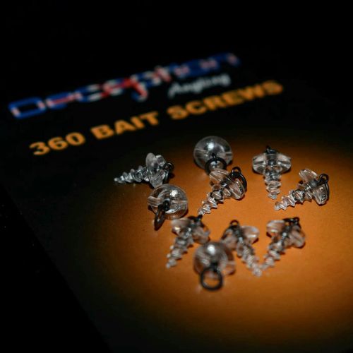 Deception Angling 360 Plastic Bait Screw with Micro Ring Swivel, 10 pcs - clear finish for carp rigs