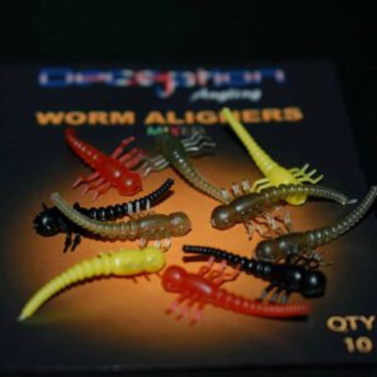 Deception Angling Worm Aligners 10 pack mixed colors soft supple material for aggressive hooking angle