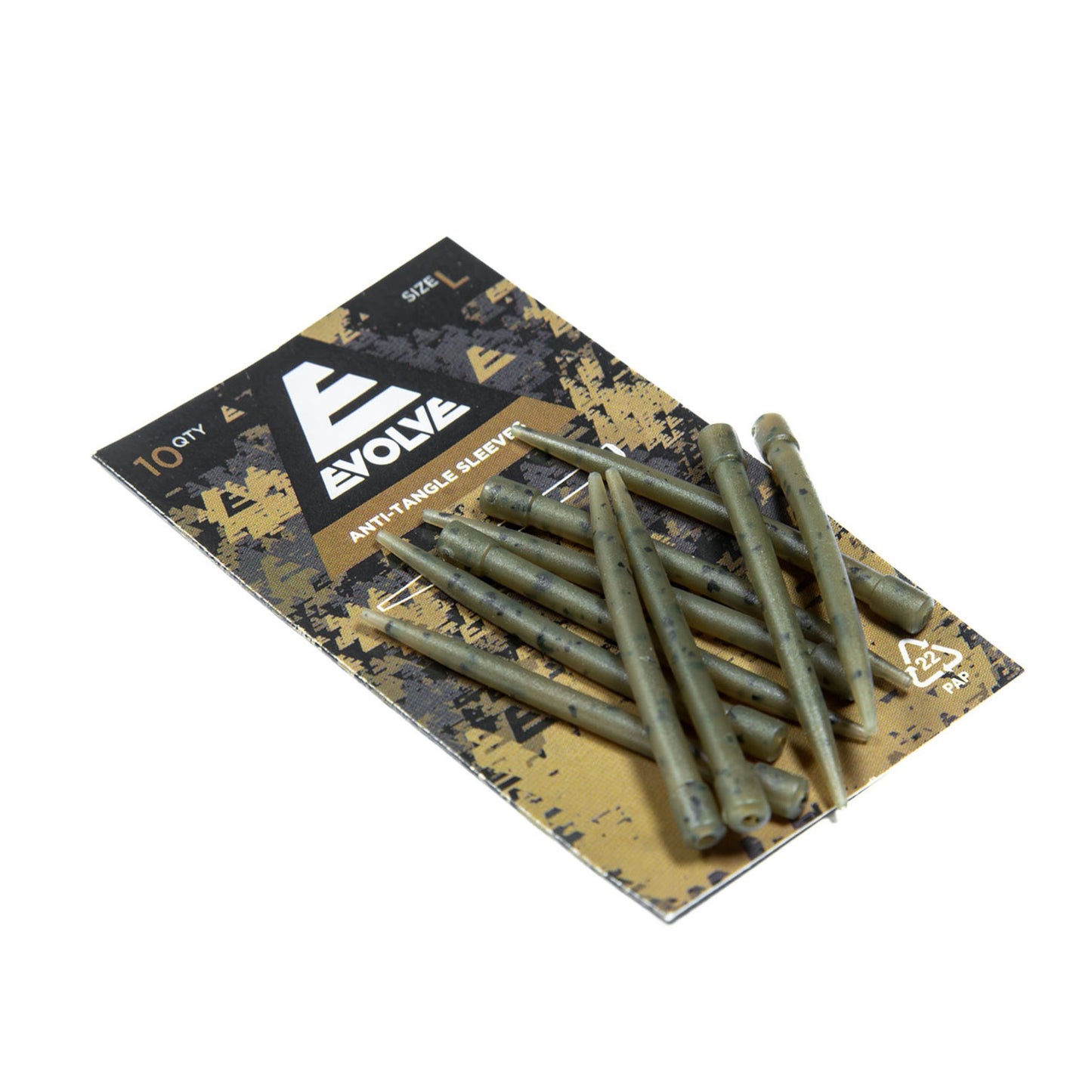 Evolve Anti-Tangle Sleeves long 45mm dark camo 10 pack with depth-stop feature
