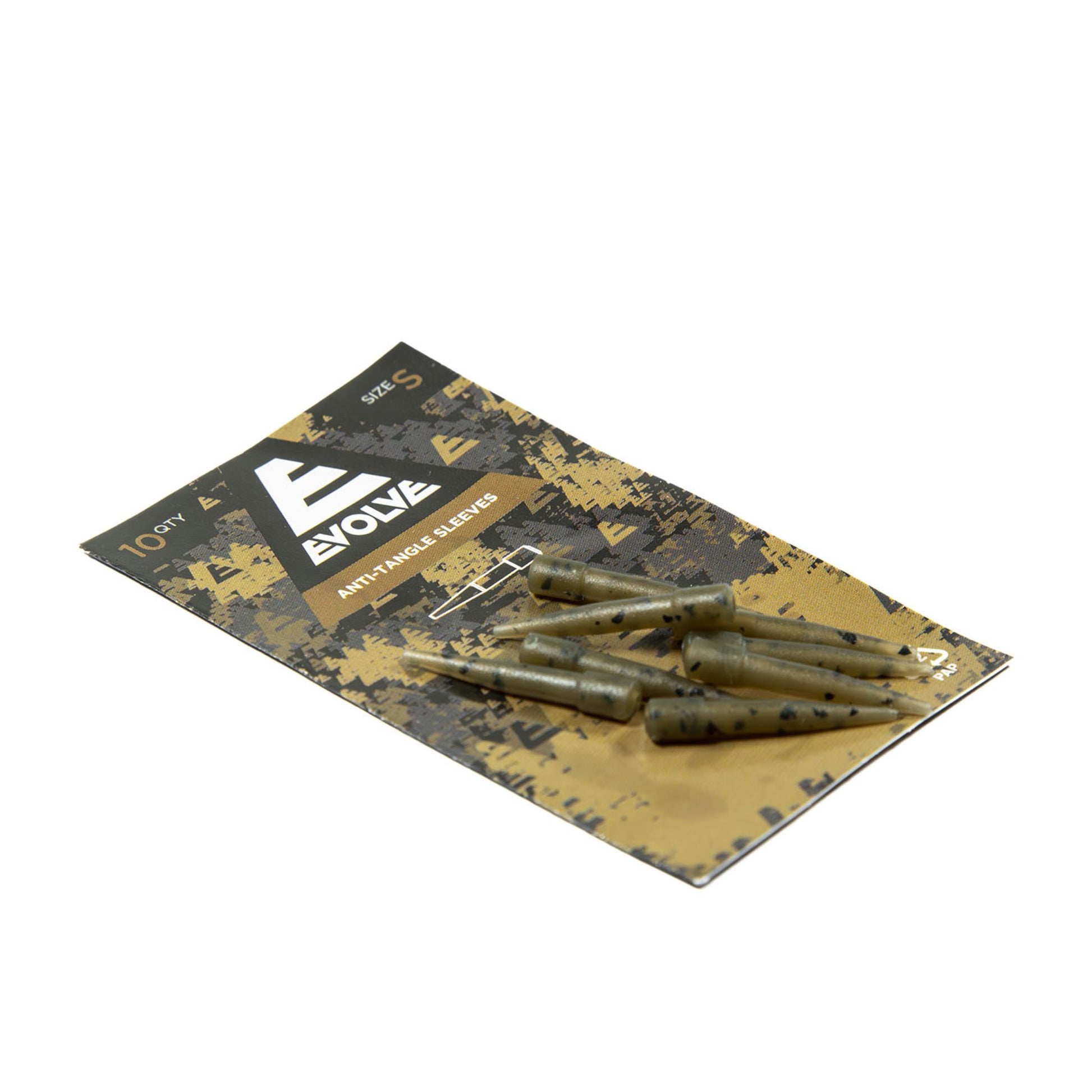 Evolve Anti-Tangle Sleeves short 22.5mm dark camo 10 pack with depth-stop feature