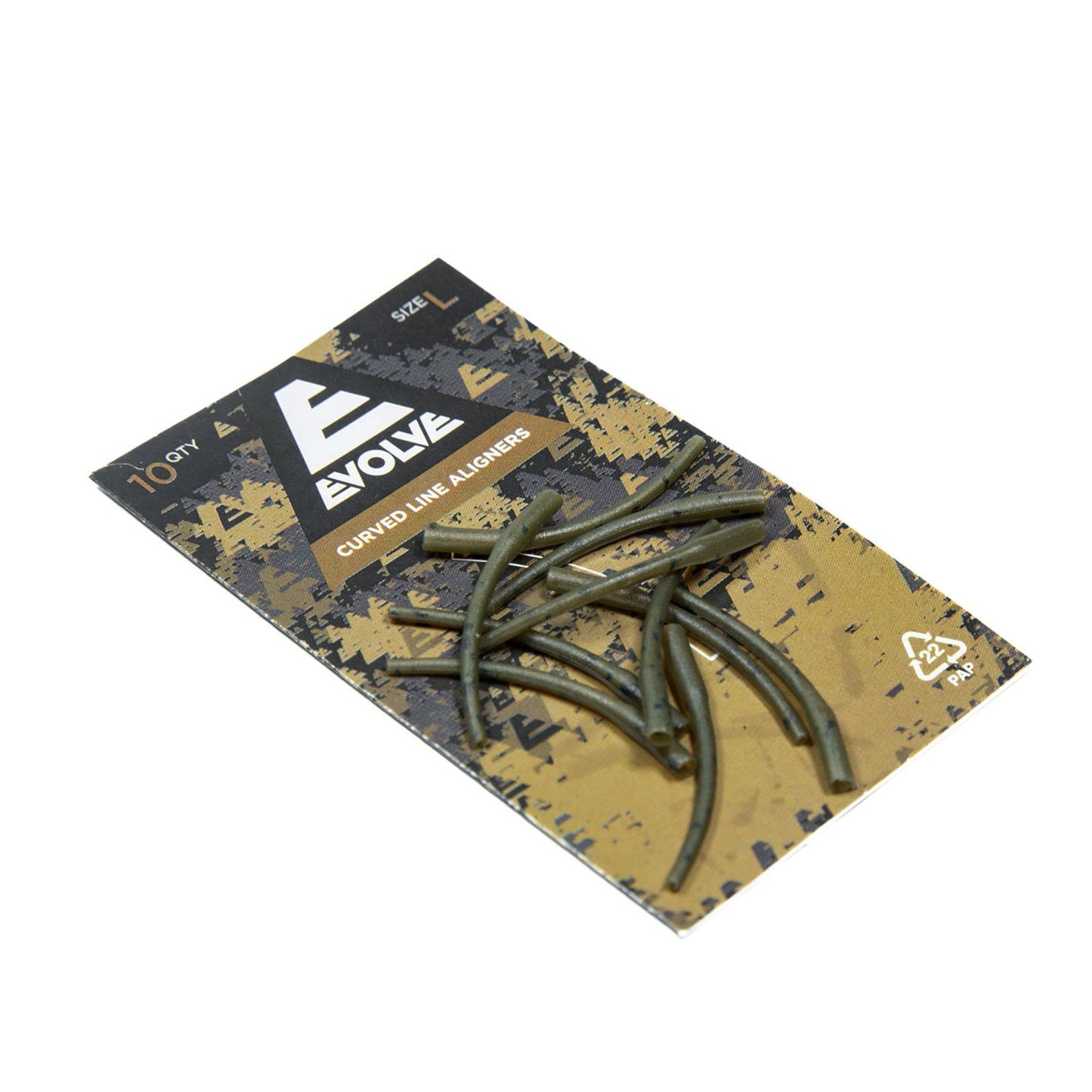 Evolve Curved Line Aligners large 10 pack for hooks 4/2 with dark camo finish