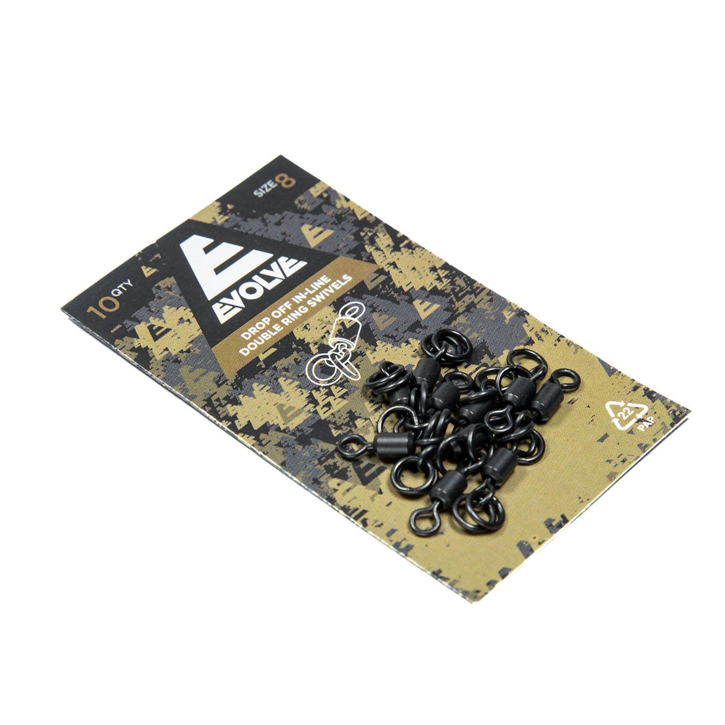 Evolve Drop Off In-Line Double Ring Swivels size 8, 10 pack stainless steel with matte finish for in-line drop-off systems