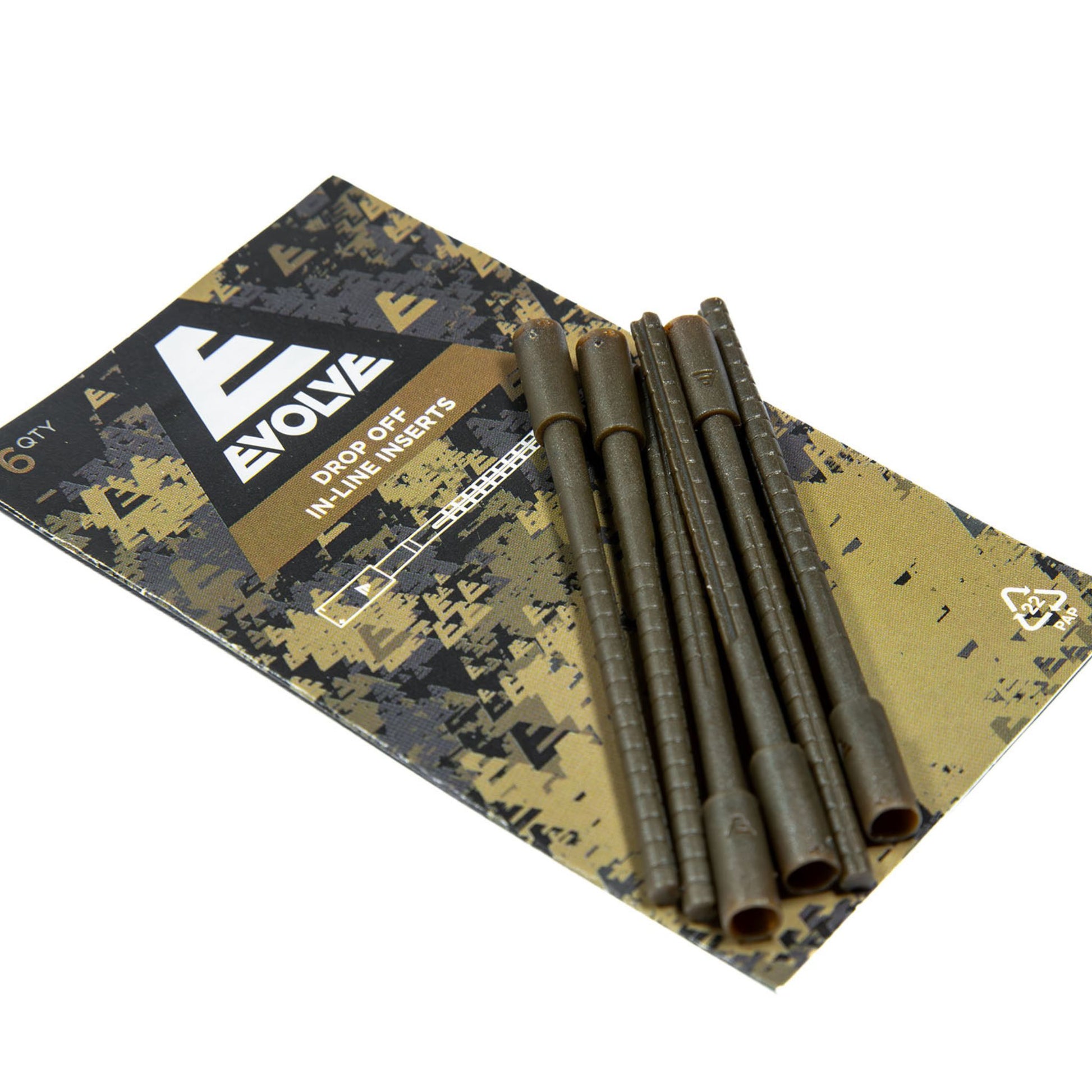 Evolve Drop Off In-Line Inserts 6 pack with two release mechanisms and dark camouflage finish