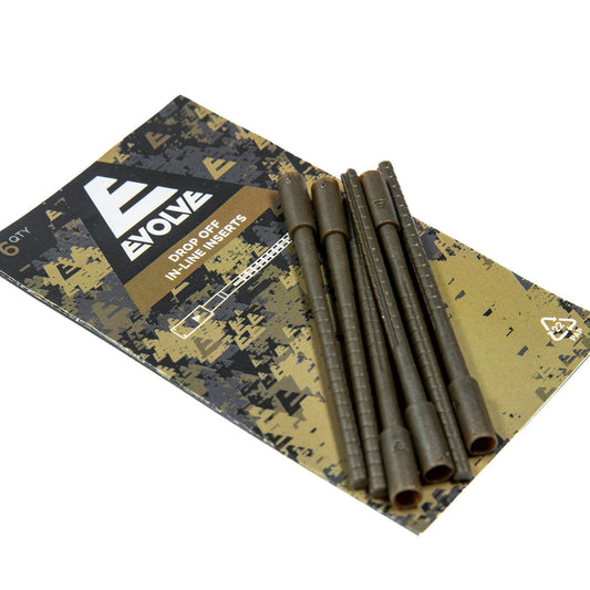 Evolve Drop Off In-Line Inserts 6 pack with two release mechanisms and dark camouflage finish