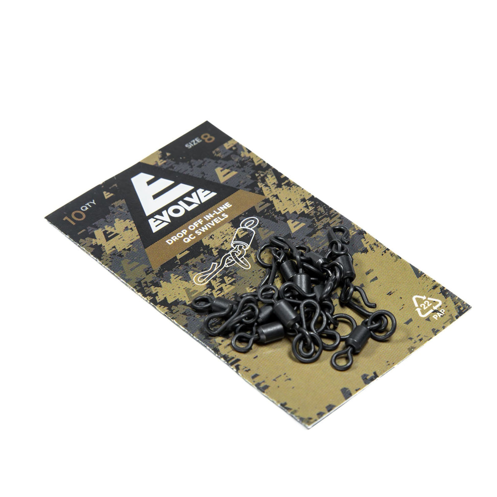 Evolve Drop Off In-Line QC Swivels size 8, 10 pack stainless steel with matte finish for quick-change in-line lead systems