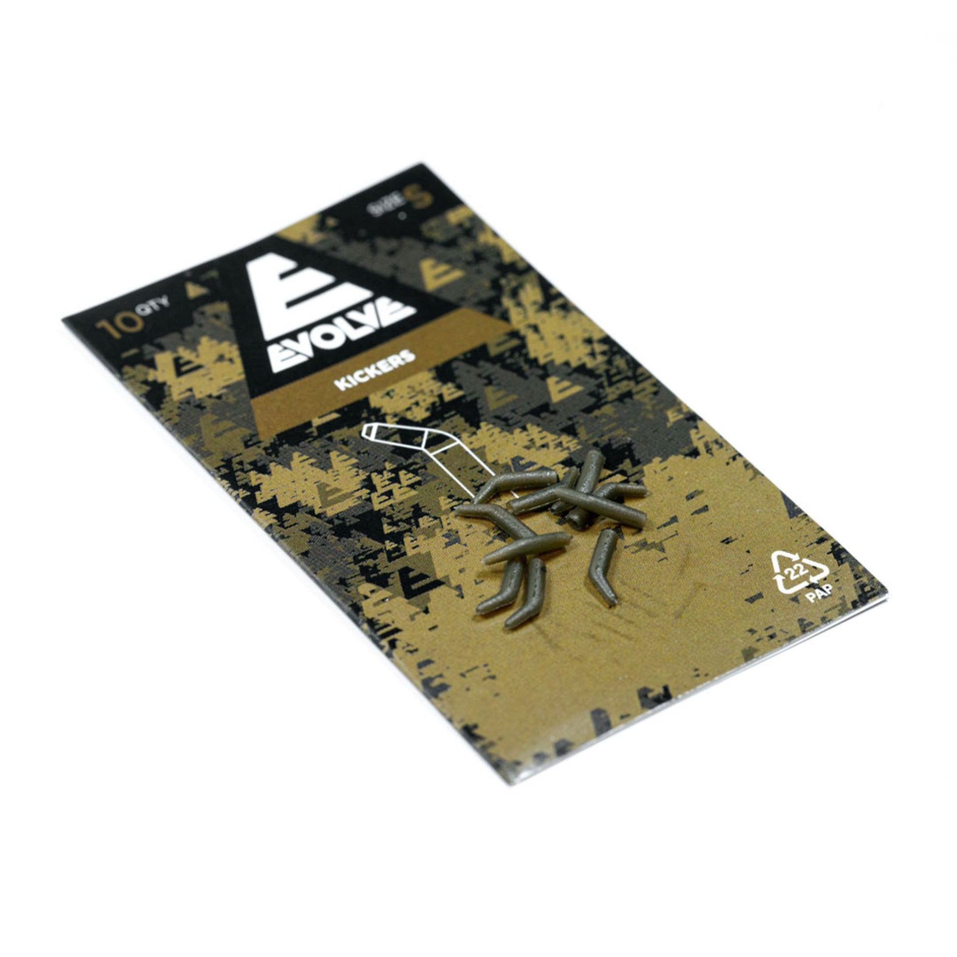Evolve Kickers small 10 pack for hook sizes 8/7/6 with dark camo finish