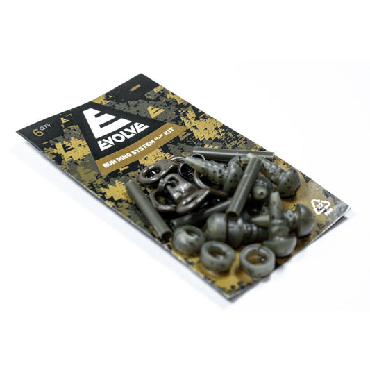 Evolve Run Ring System Minus Kit 6 pack with angled run ring and minus bead in dark camo finish