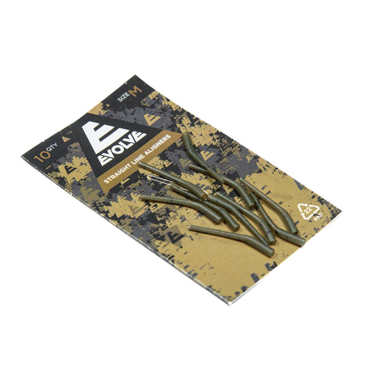 Evolve Straight Line Aligners small 10 pack for hooks 8/7/6 in dark camo with no steaming needed