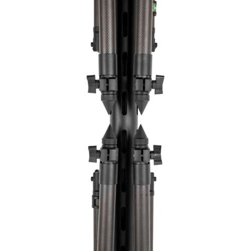 Fencl Rodpod Xtreme folded compact position top view showing telescopic bodies and spike tips