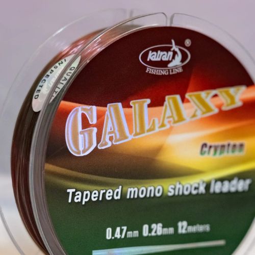 Katran Galaxy Crypton Tapered Leader - spool without packaging showing label and leader line