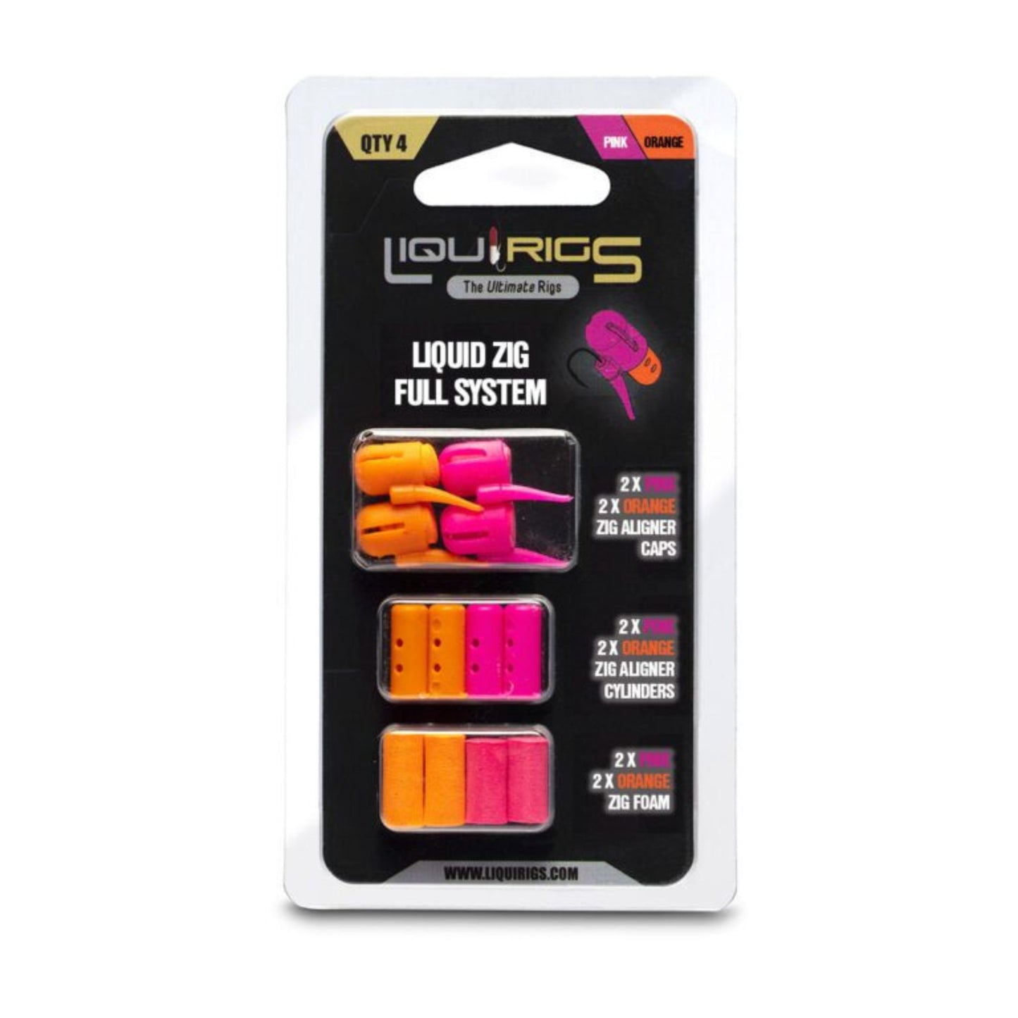 Liquirigs Liquid Zig Full Systems pink and orange with integrated liquid chamber for controlled scent release