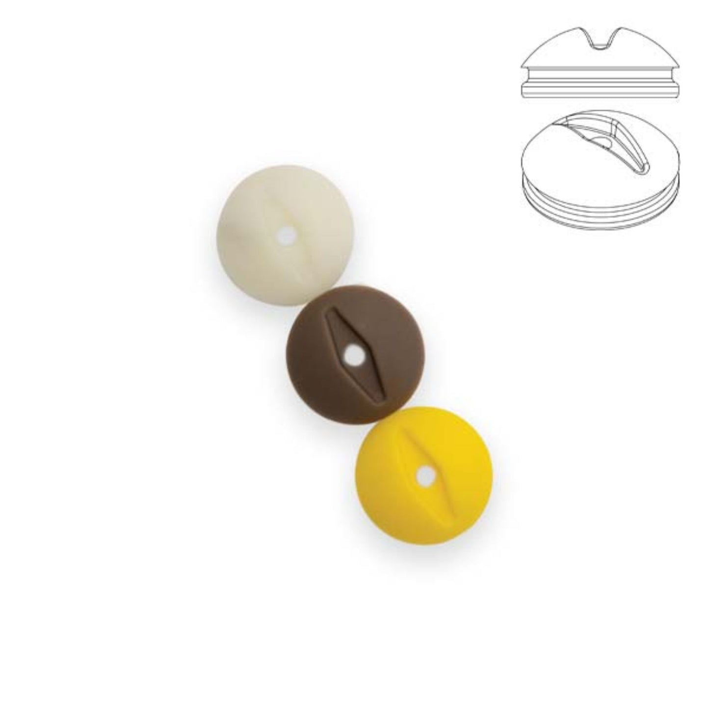 Liquirigs Multi-Bait Toppers in-line 12mm washed out white, boilie brown and sweetcorn yellow