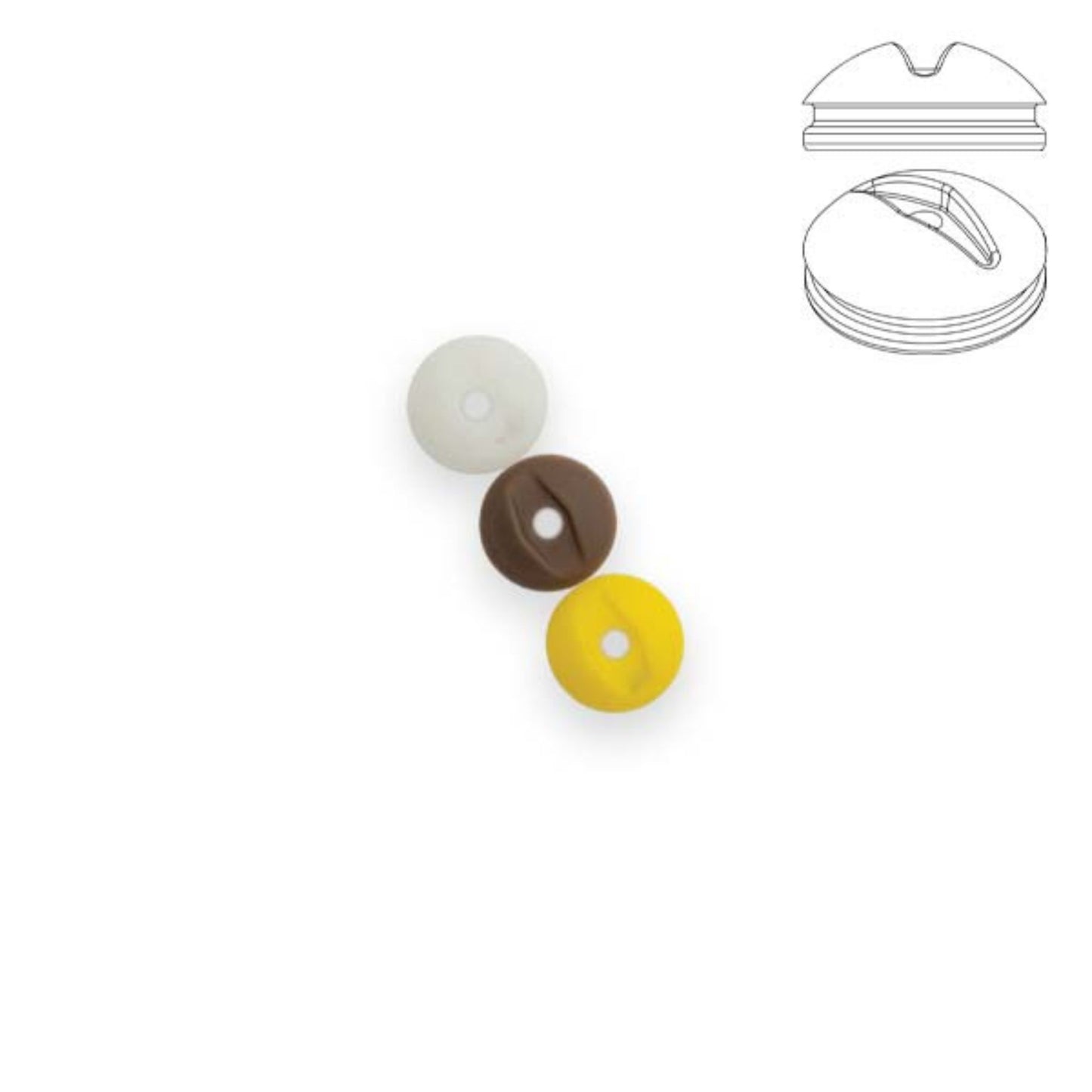 Liquirigs Multi-Bait Toppers in-line 8mm washed out white, boilie brown and sweetcorn yellow