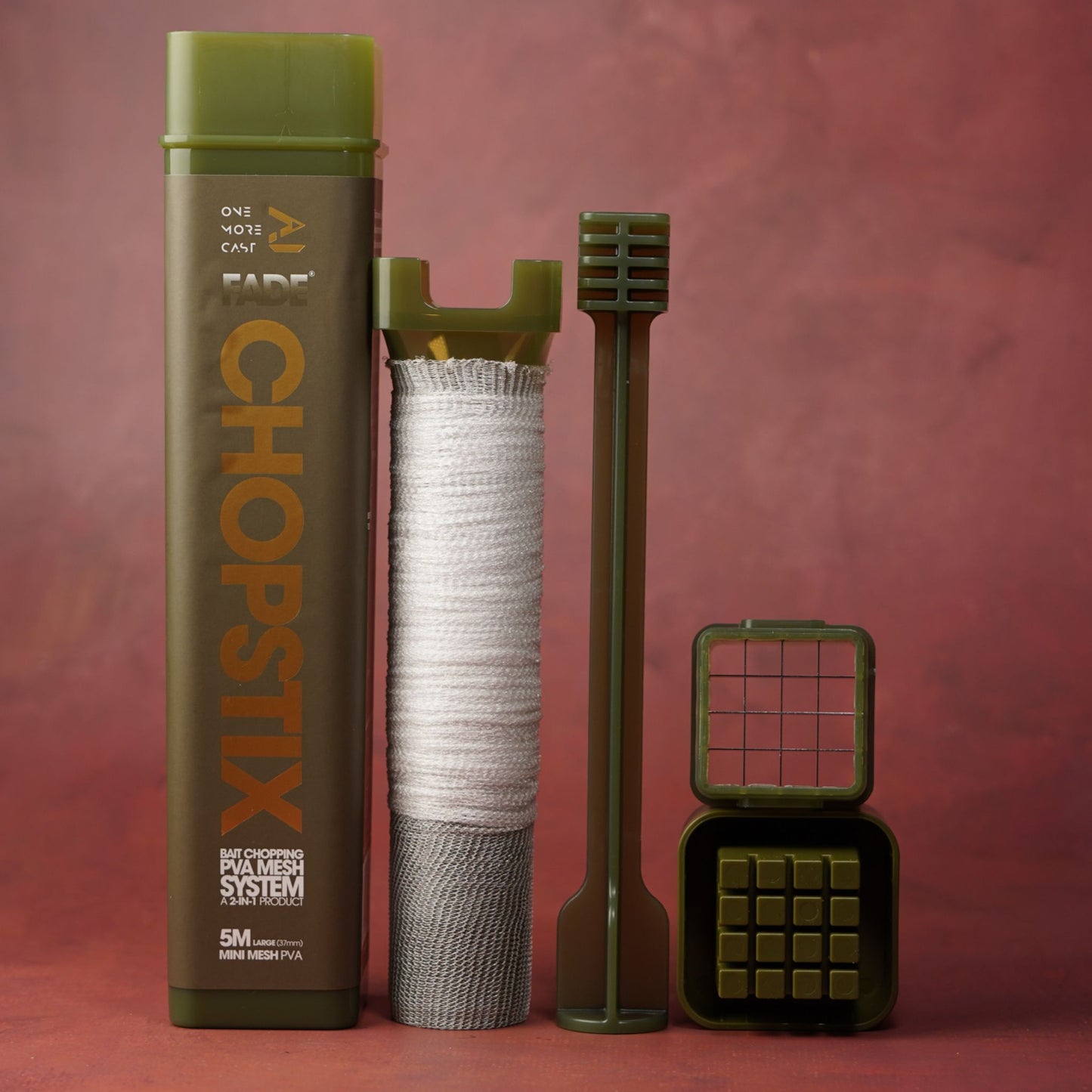 OMC Chopstix Bait Chopping Fade PVA mesh system with cutting grid for carp fishing