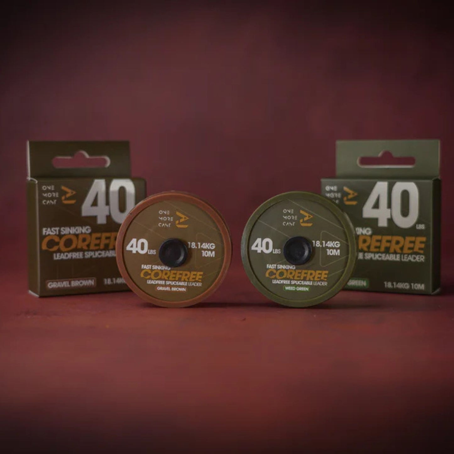 OMC Corefree fast sinking lead-free spliceable leader 10m in green and brown