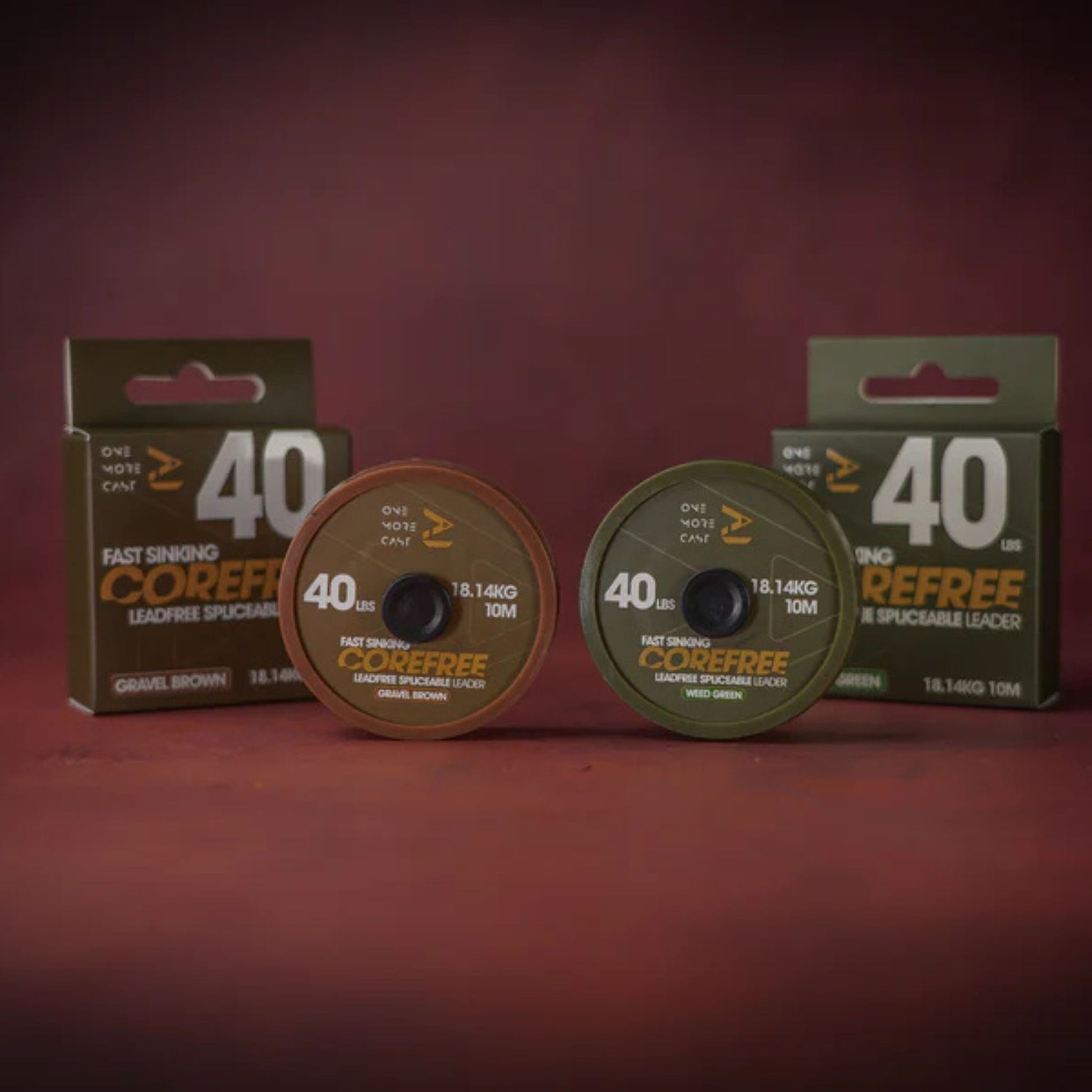 OMC Corefree fast sinking lead-free spliceable leader 10m in green and brown