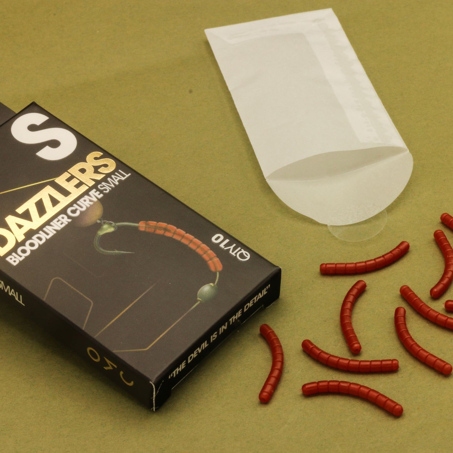 OMC Dazzlers Bloodliner Curve small red 10 pack for hook size 8 or smaller
