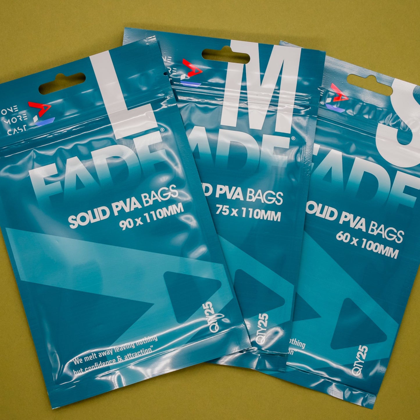 One More Cast FADE Solid PVA bags 25pcs in S, M and L sizes for carp fishing