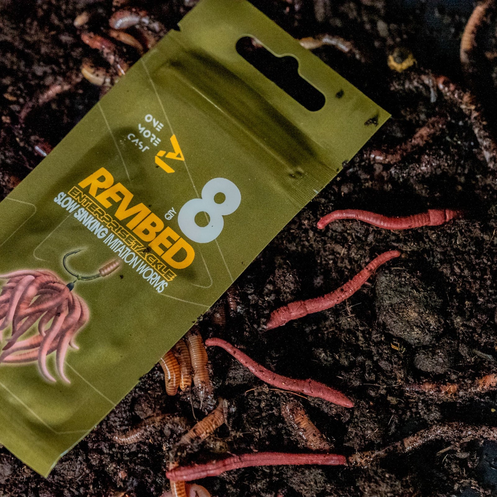 OMC Revibed Imitation Worms 8 pack in 3 sizes for durable worm rig presentations