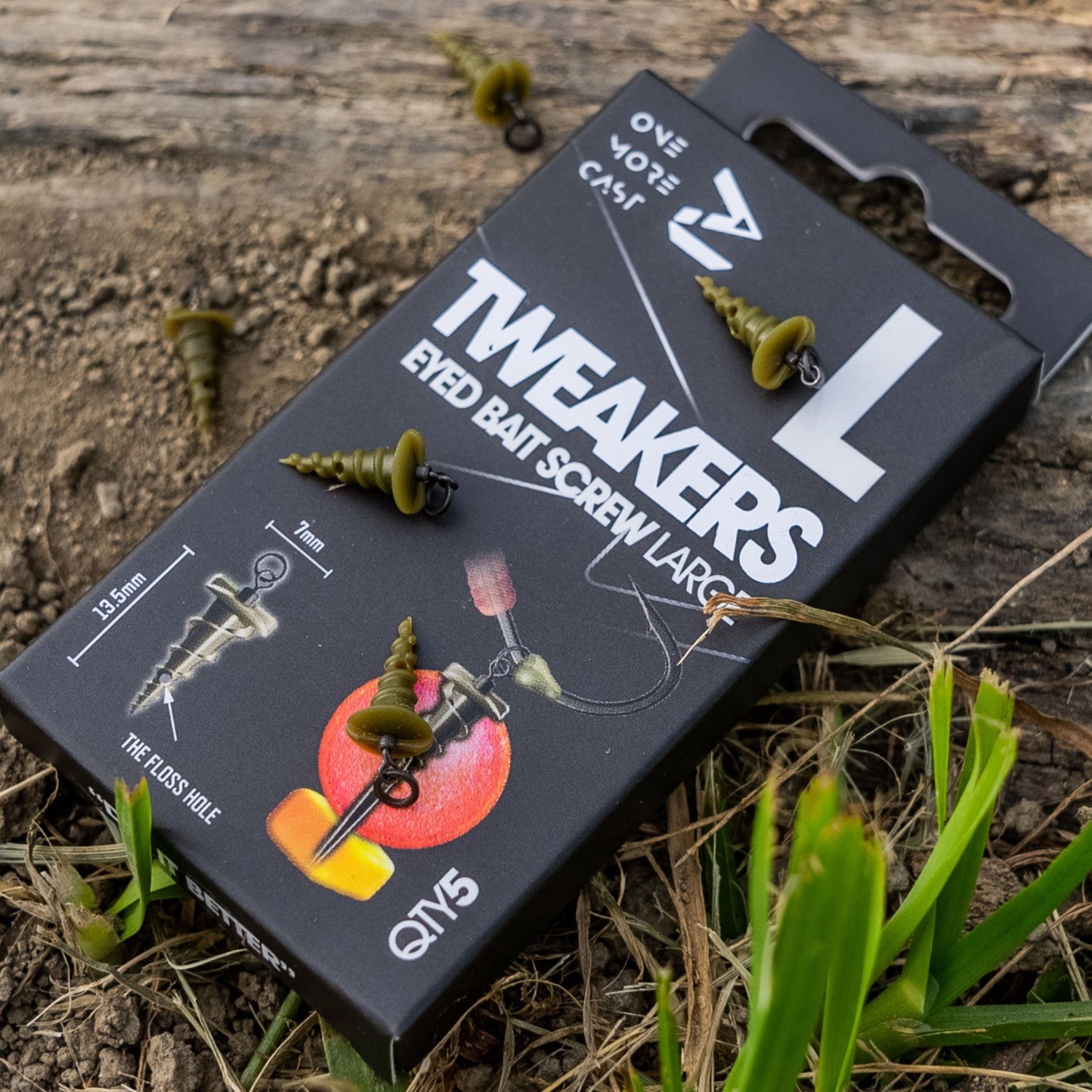 OMC Tweakers Eyed Bait Screw large 5 pack for 20mm and larger boilies with eye for Bait Floss