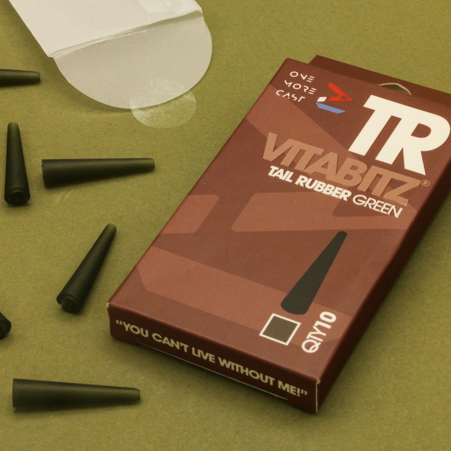 OMC Vitabitz Tail Rubber green 10 pack for lead clips and tubing setups