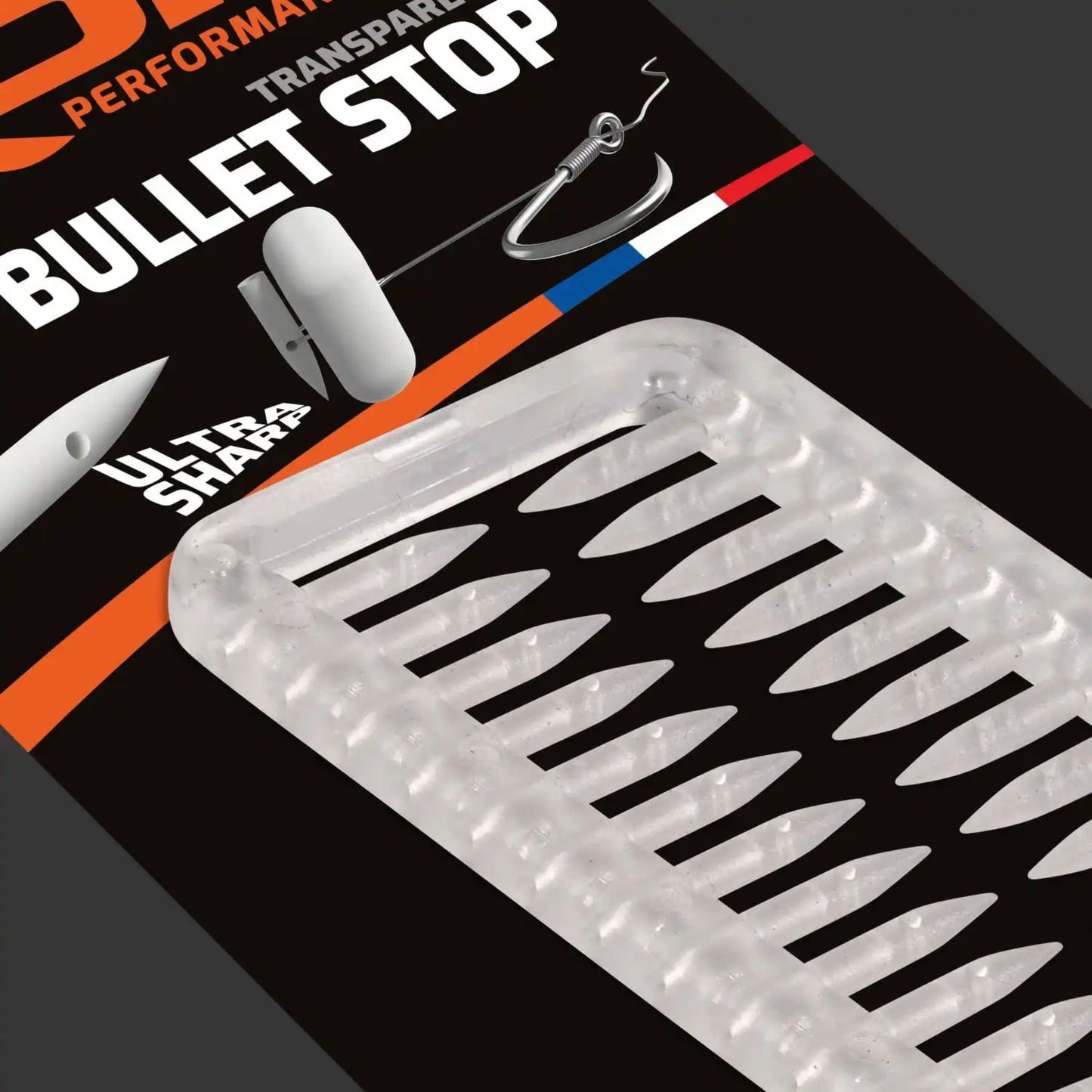 ROK Bullet Stop transparent 40 pack with ultra-sharp tip for hair rig bait attachment