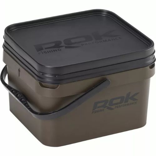 ROK Square Bucket 10L in Greenish Brown - carp fishing bucket for bait and tackle
