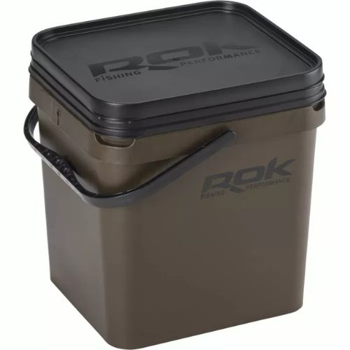 ROK Square Bucket 17L in Greenish Brown - carp fishing bucket for bait and tackle