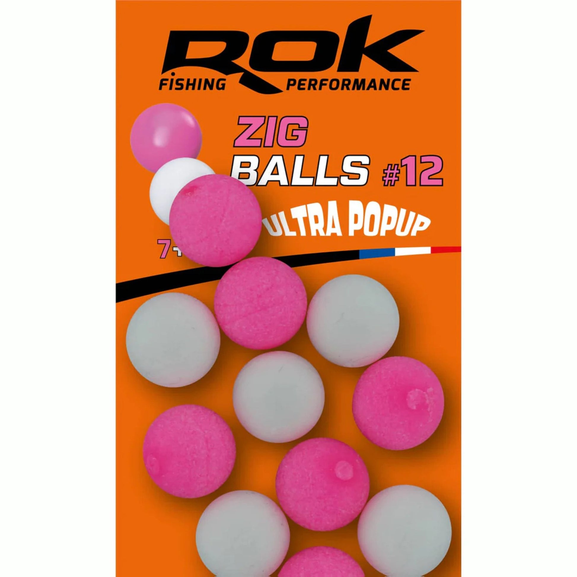 ROK Zig Ball Ultra Pop-Up pink and white 14 pack for zig rig fishing