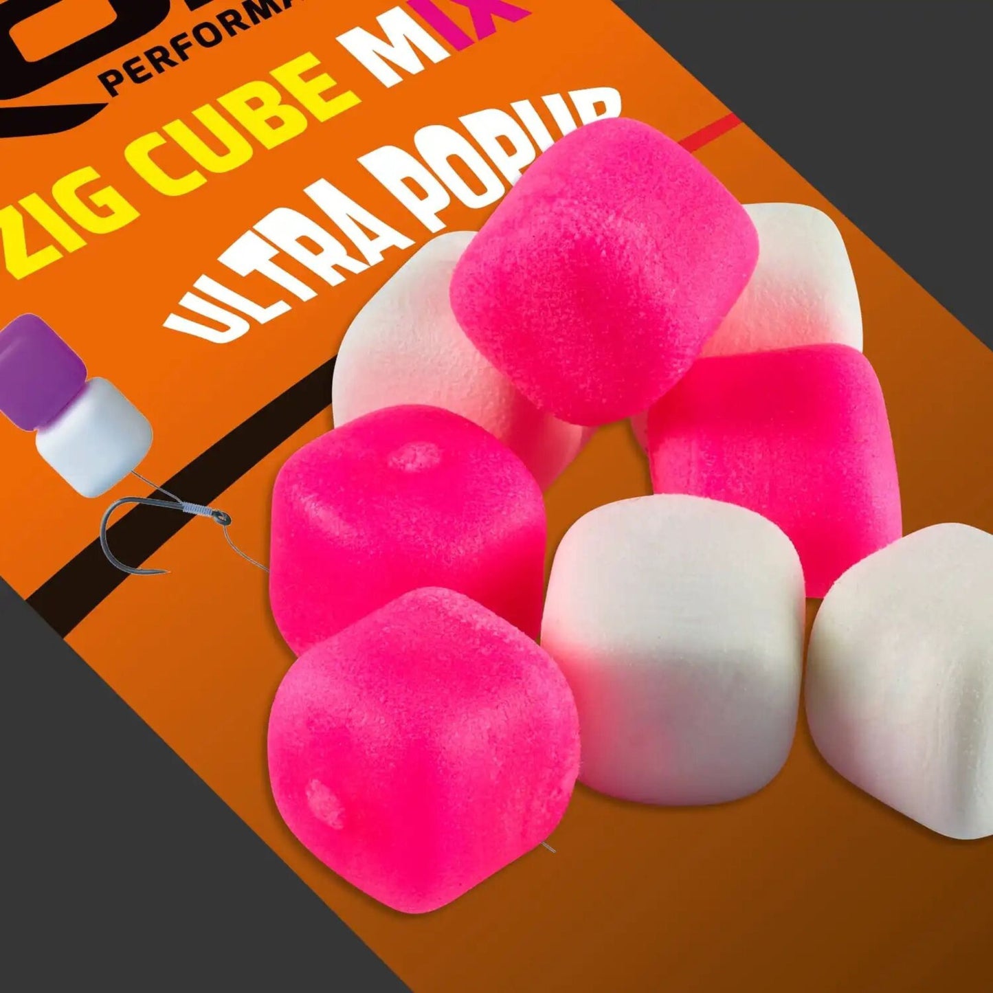 ROK Zig Cube Ultra Pop-Up pink and white 16 pack for zig rig fishing