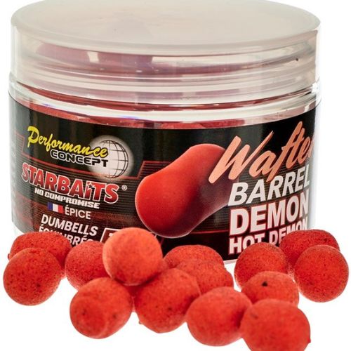 Starbaits Hot Demon Barrel Wafter tub with hookbaits scattered in front