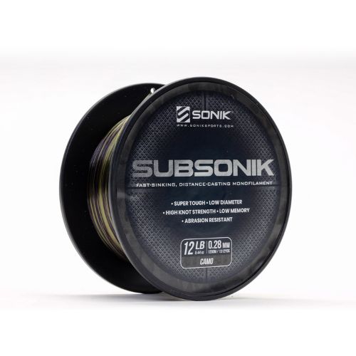 SUBSONIK Camo Monofilament – carp fishing line spool and line detail